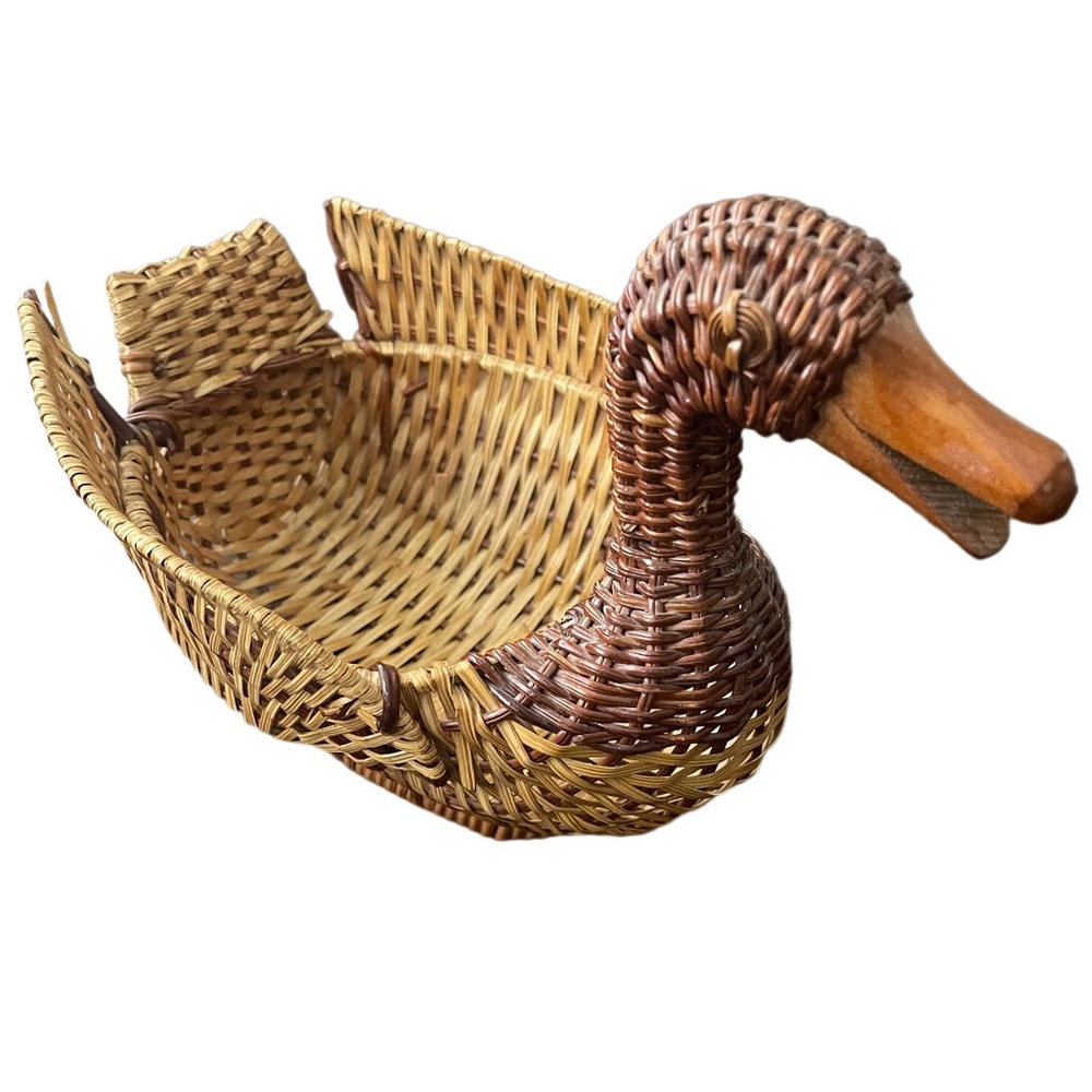 Vintage Wicker Duck Decorative Basket